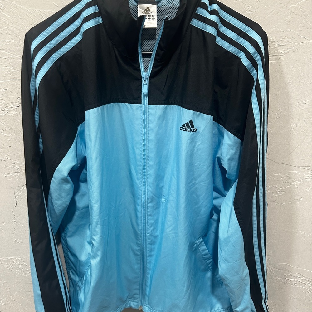 Adidas Womens  Light Blue and Black Windbreaker